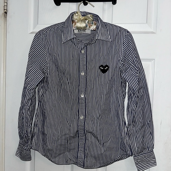 Men's Comme de Garçons Blue Striped Button Up - Picture 3 of 6